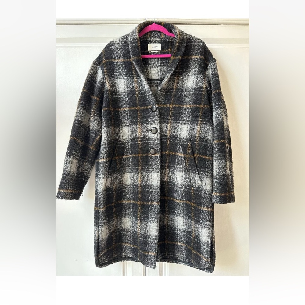Isabel Marant Etoile Gabrielle blue checkered coat